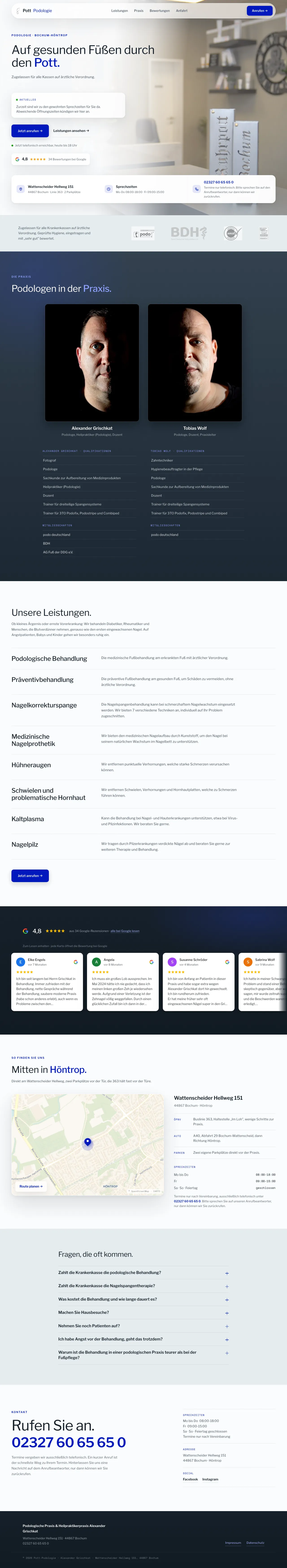 Website Podologie Bochum, Pott-Podologie von Wolbach Webdesign